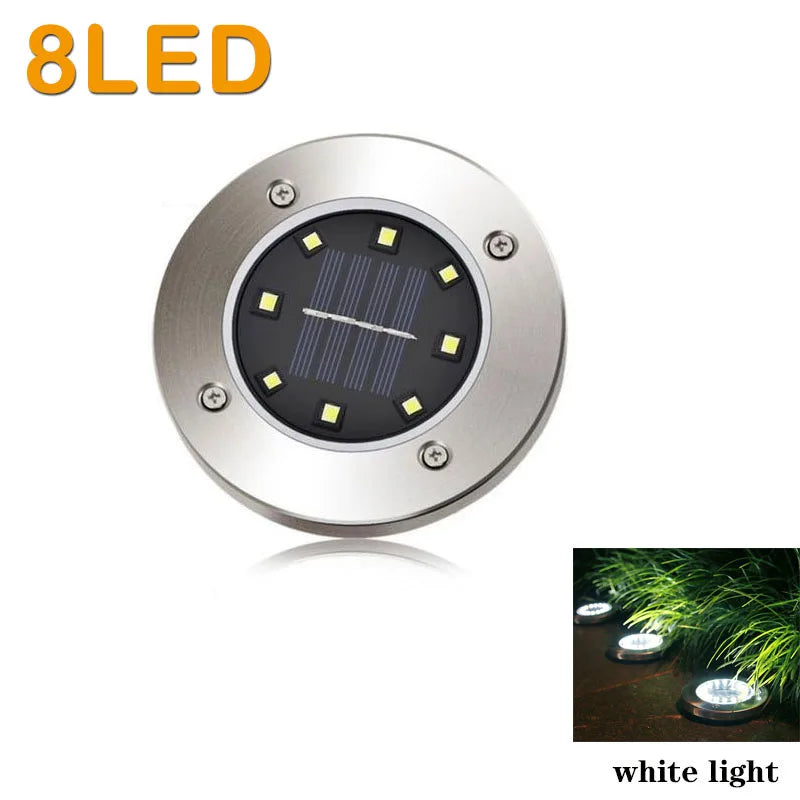 Solar LED Underground Ground Light 8 or 20 LED IP65 Stainless Steel ABS Dusk to Dawn Auto Sensor Warm White Cool White 4.7 x 5 inch Garden Path Driveway