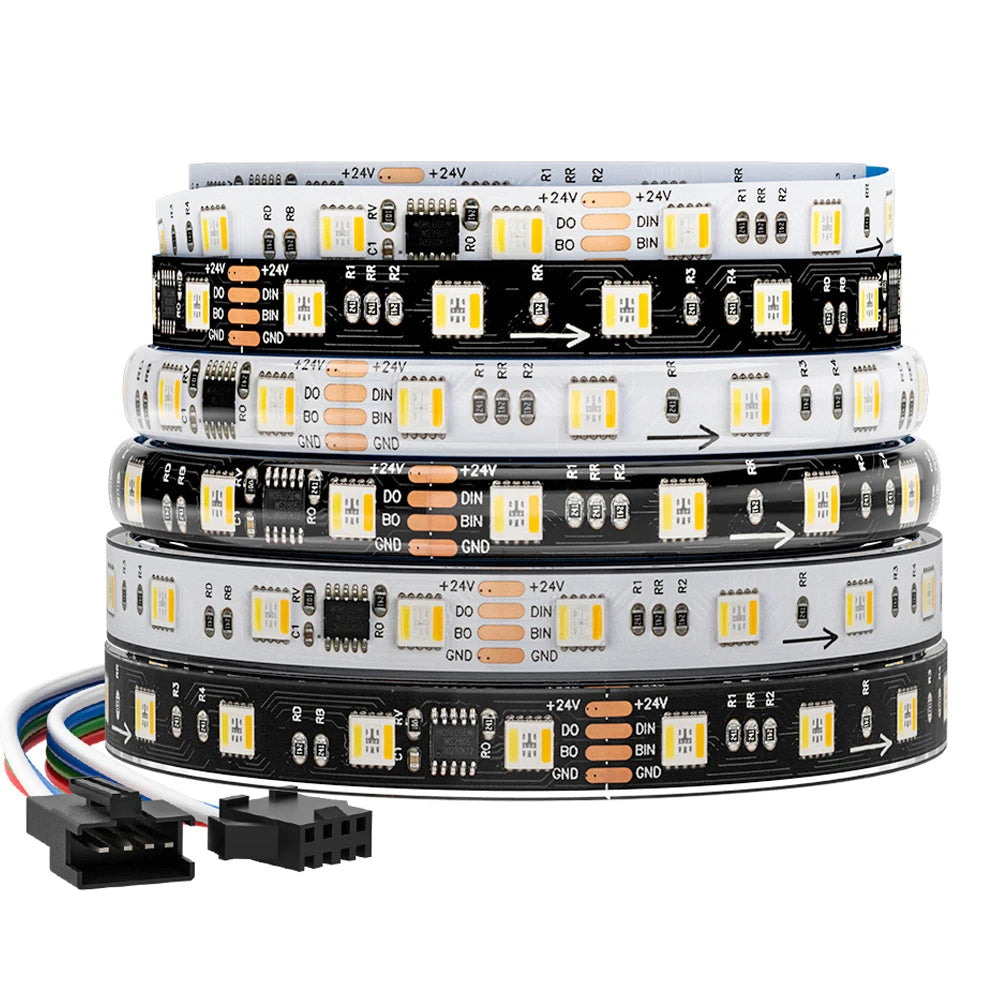 WS2805 RGBCCT Addressable Pixel LED Strip 5-in-1 SMD5050 60/84 LED/m DC12V 24V 1m 3m 5m