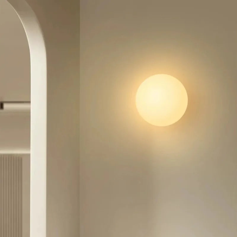 Modern Minimalist Glass Ball LED Wall Lamp Iron Dimmable AC 90-260V Bedroom Living Room