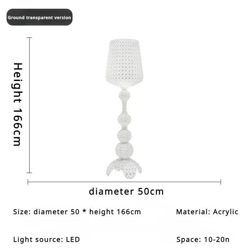 Italian Designer Hollowed Acrylic Floor Lamp E27 500x1650mm AC 110-240V White Black Blue