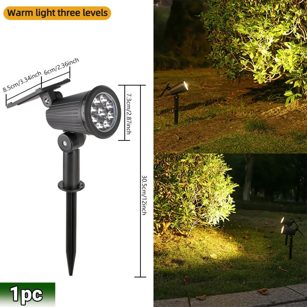 Solar LED Spotlight IP65 Waterproof 9 LED RGB 3 Lighting Modes 180 Degree Adjustable ABS Stake or Wall Mount Garden Yard Landscape
