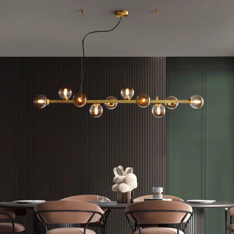 Modern Multi-Head Glass Pendant Chandelier 8 10 12 Heads 72-106W 4-Mode AC 90-240V