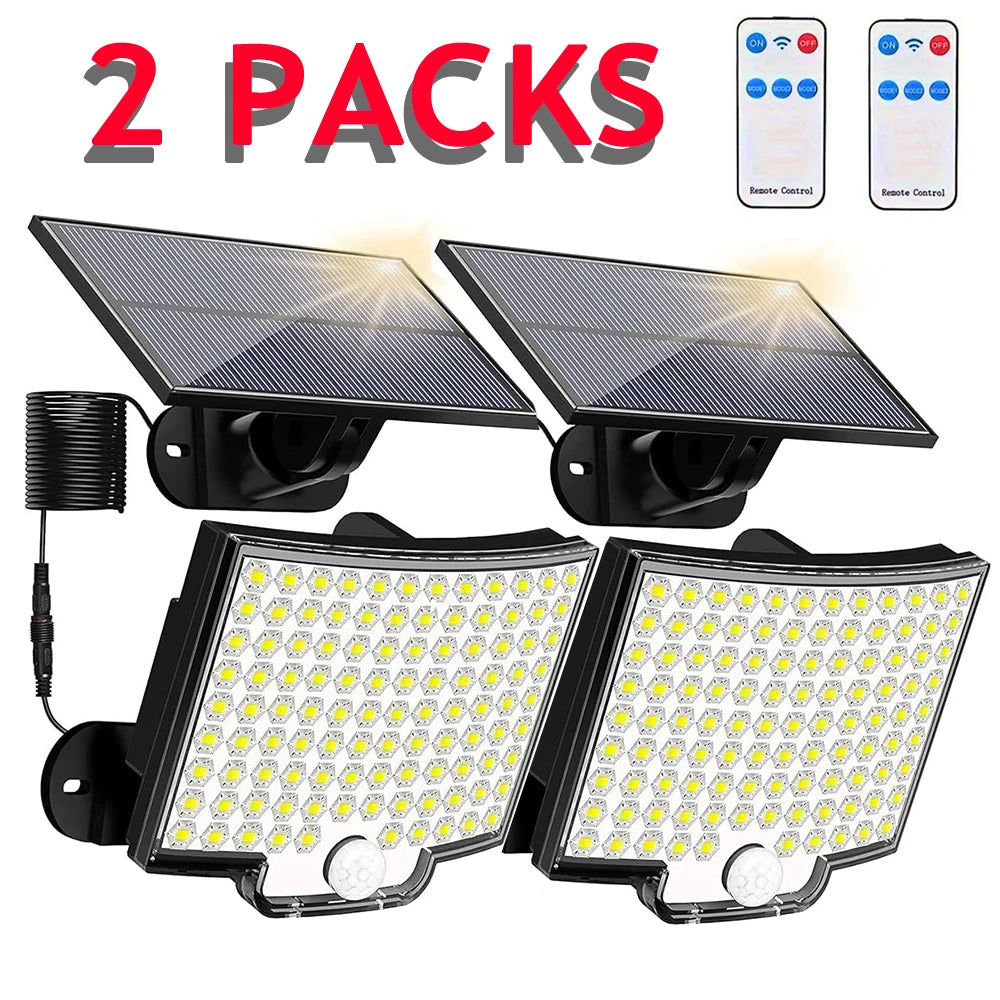 Solar LED Motion Sensor Flood Light 106 LED 3500lm 360 Degree Sensor 5 to 8 Meter Range Remote Control Outdoor Security Wall Lamp