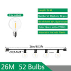G40 LED Outdoor String Lights IP44 Dimmable 0.6W Warm White Connectable 9m 14m 26m