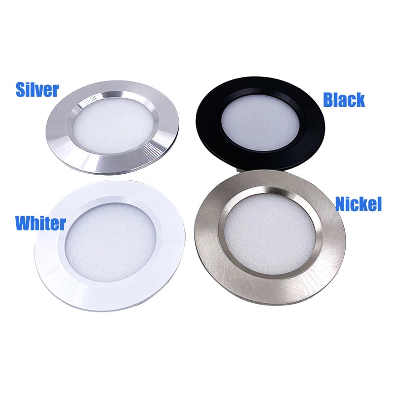 Ultra Thin IP52 LED Recessed Downlight 3W 5W DC 12V 24V 55mm Cutout 120 Degree PWM Dimmable Aluminum Kitchen Ceiling Cabinet Spotlight
