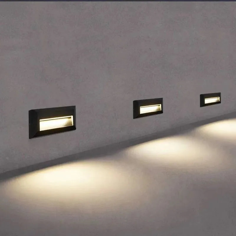 6W 9W 12W IP65 LED Wall Lamp Black Aluminum Tempered Glass AC 85-265V DC 12V Warm Cool White