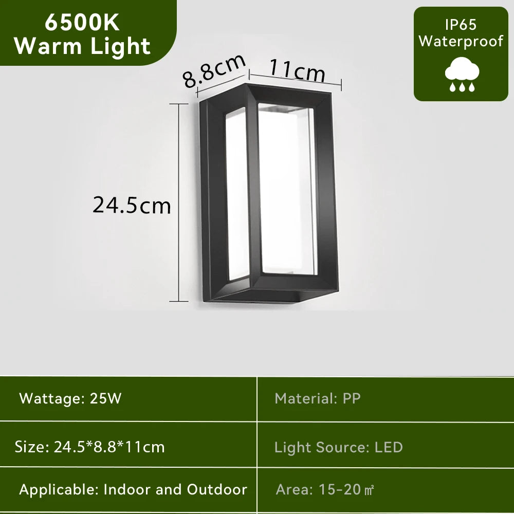 LED Outdoor Wall Lamp AC 110-240V Moisture-Resistant ABS Indoor Outdoor Pathway Porch Garden