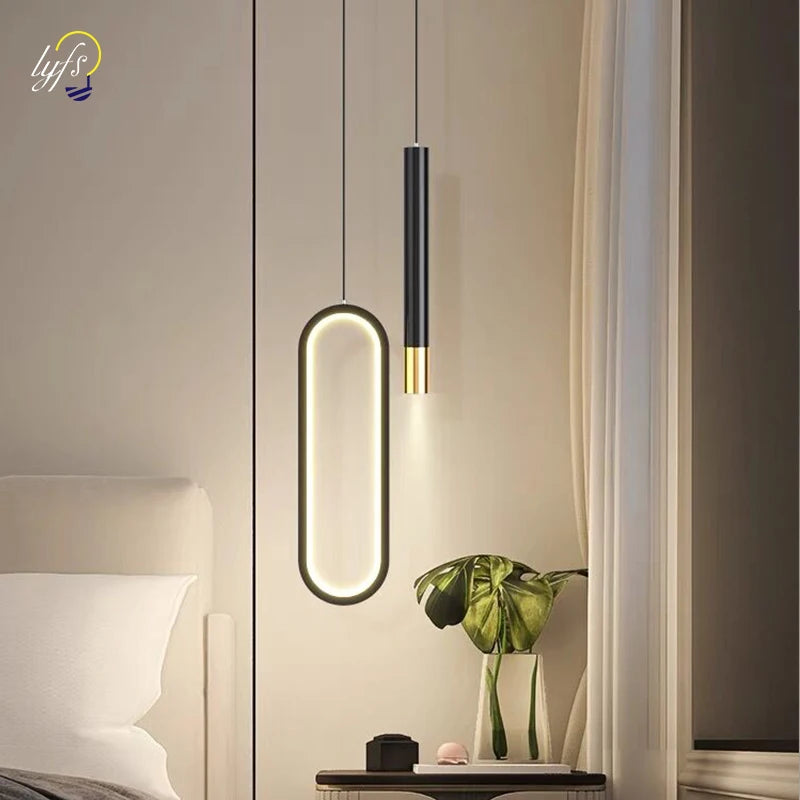 Nordic LED Pendant Light E26 E27 11W 3-Color Switchable Iron Acrylic Black Gold 90-260V