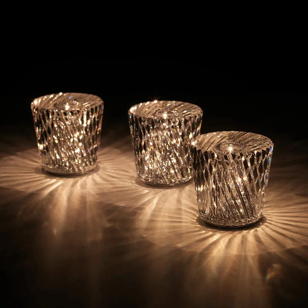 Diamond Crystal LED Night Light Rechargeable Atmosphere Table Lamp Bedroom Bedside Bar Restaurant 0.5W