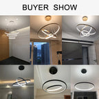 Modern LED Ring Chandelier Iron Brushed Remote Control Dimmable AC 90-260V Dining Bedroom
