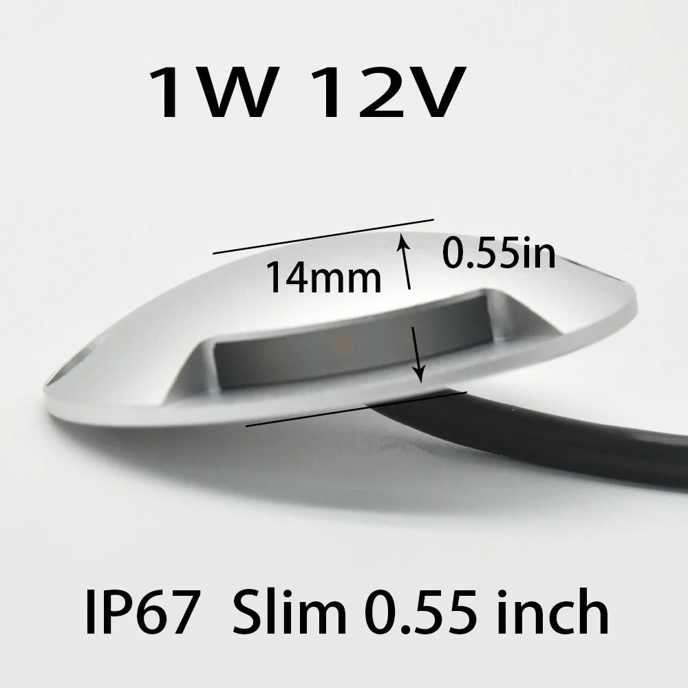 DC 12V 24V 1W 2W Ultra-Thin LED Surface Spotlight IP67 OSRAM PWM Dimmable D70mm 14mm
