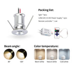 DC 12V Mini LED Spotlight Kit 1W 9-18 Pack Epistar IP65 15mm Cutout Dimmable Remote