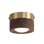 Walnut Wood Copper LED Ceiling Spotlight Acrylic Shade Knob Switch AC 90-260V Concealed or Surface Mount Warm White Changeable Living Room