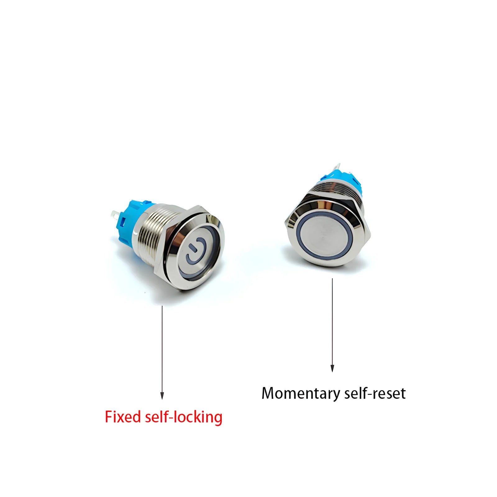 LED Illuminated Metal Push Button Switch 16mm 19mm 22mm 5A Momentary Latching 3-220V 5 Colors