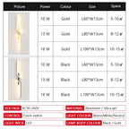 Modern LED Strip Wall Lamp 13W 15W 18W Dimmable Black Gold 60cm 80cm 100cm AC 90-260V