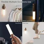USB Rechargeable Magnetic LED Wall Lamp Motion Sensor 3 Modes 3 Color Temperatures Dimmable ABS Wood Grain Black Dark White Indoor