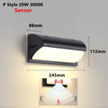 IP65 LED Outdoor Wall Light 20W Radar Motion Sensor Plastic Polycarbonate Black AC 85-265V Porch Garden Balcony 3 to 6 Meter Range