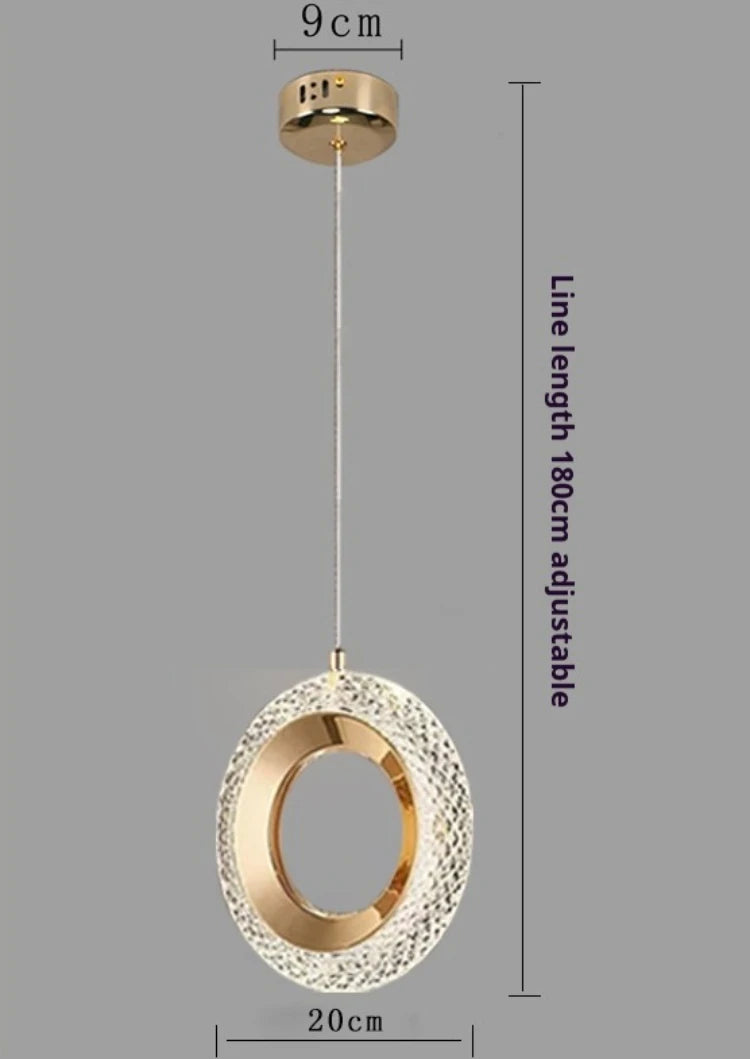 Modern LED Cord Pendant Light Aluminum Iron Gold Plated Single AC 90-260V Living Dining
