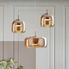 Nordic Minimalist Iron Glass Pendant Chandelier E26 E27 38cm Single Head Dimmable AC 90-260V