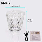 Crystal LED Rechargeable Table Lamp Touch Switch 3 Brightness Modes Type C USB 5V Warm White Bedroom Bedside Bar
