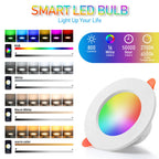 Tuya Bluetooth Smart LED Downlight 10W RGB CCT 2700K-6500K Dimmable App Control 75mm