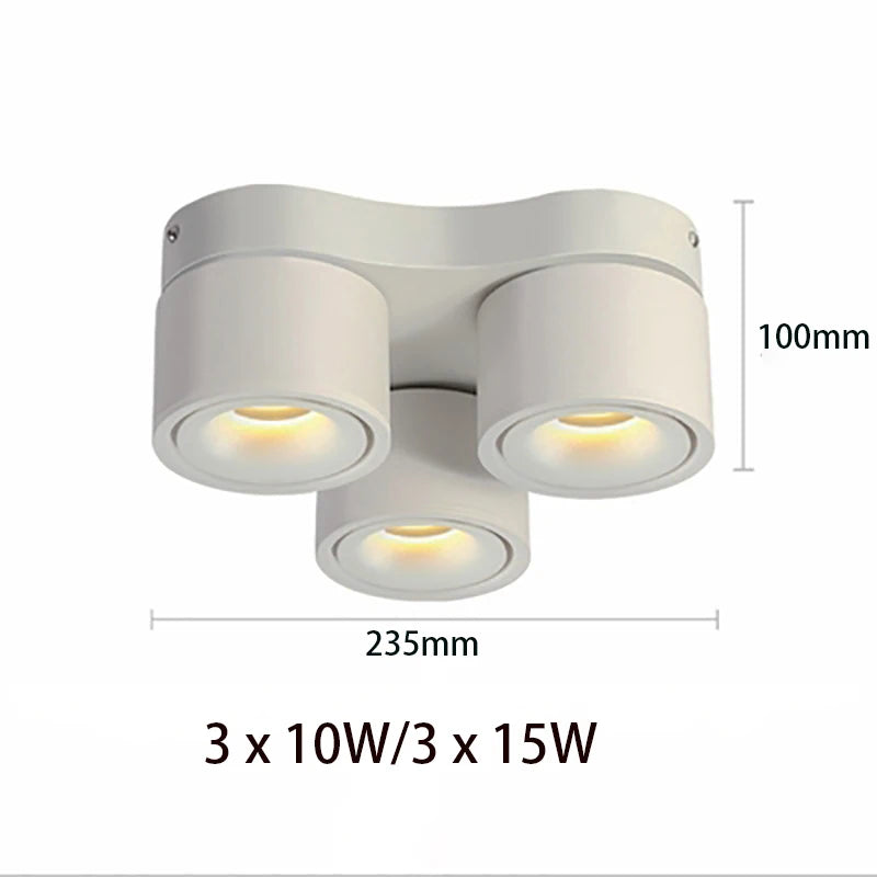 90° Fold 350° Rotate Dimmable COB LED Ceiling Downlight 10W 15W CRI 90+ AC 85-265V Black