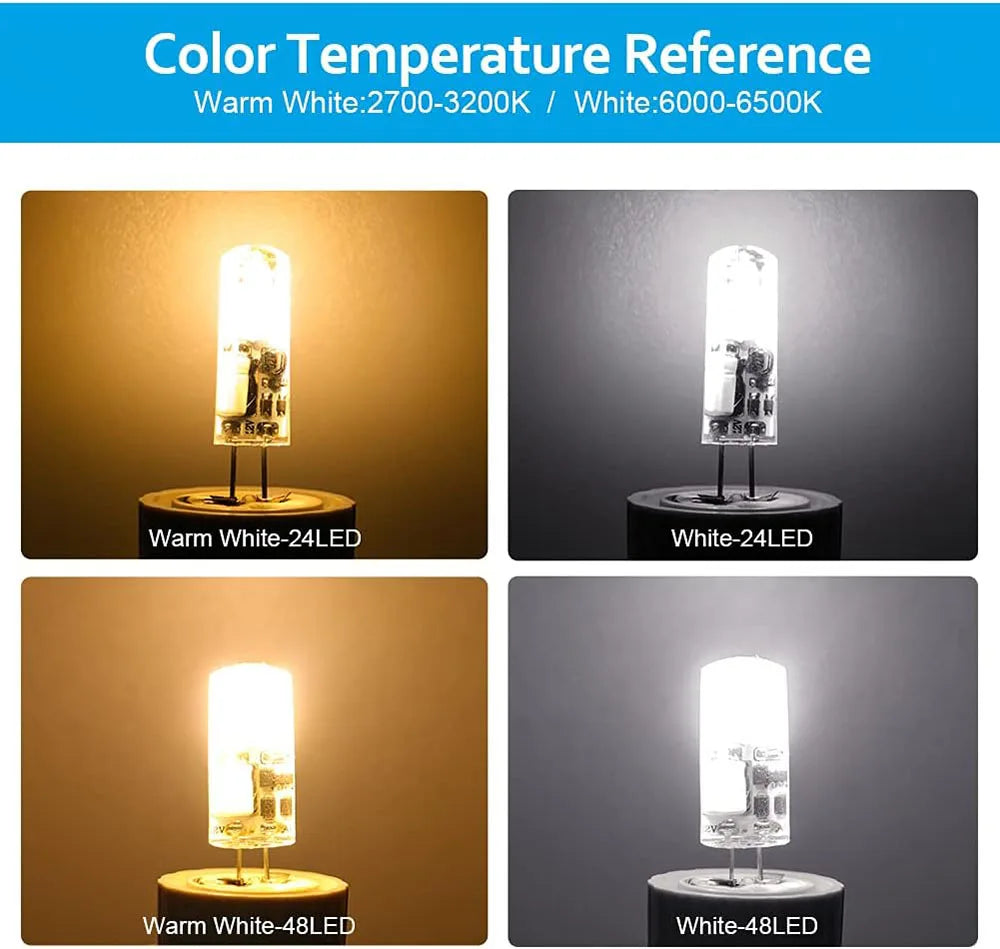 G4 LED Corn Bulb 2W 3W 5W 9W 12W 15W Silicone 360-Degree AC DC 12V 220V 10 Pack