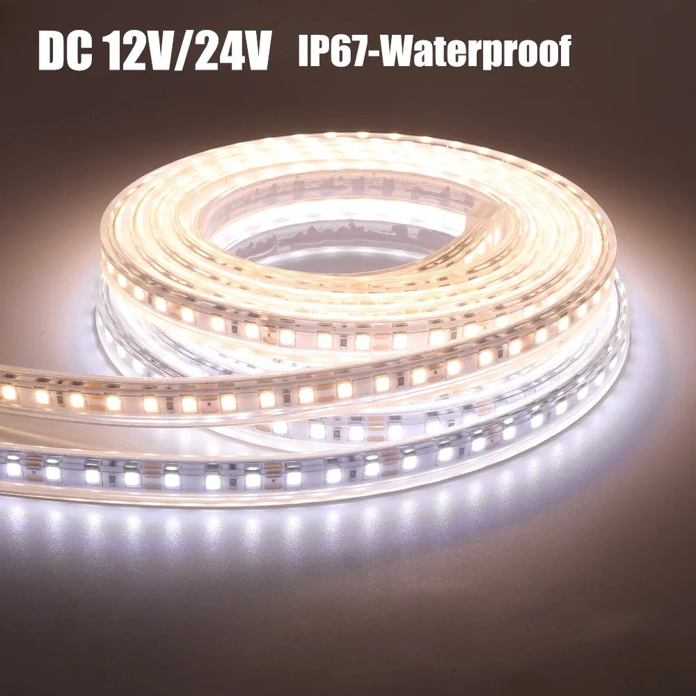 IP67 LED Strip Light 120 LEDs/m SMD2835 9-13W/m CRI 80+ DC 12V 24V 3-Color Waterproof