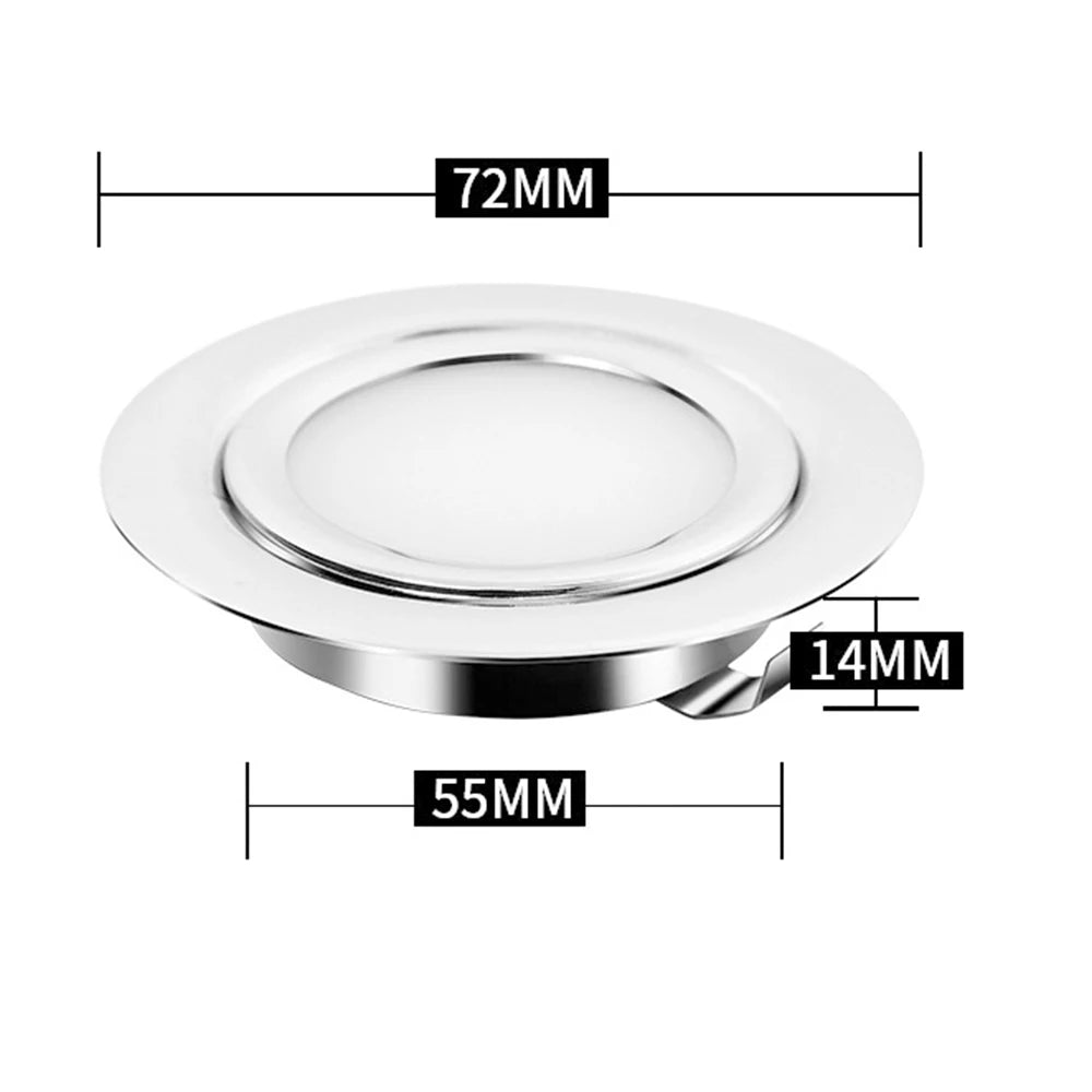 Ultra-Thin DC 12V 24V LED Recessed Spotlight 3W IP65 Waterproof 304 Stainless Steel 55mm