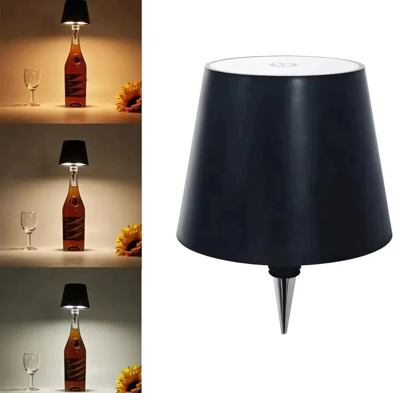 USB Rechargeable Bottle Table Lamp Touch Control 3 Color Temperatures Stepless Dimming ABS 5V Bar Wine Bottle Desk Night Light
