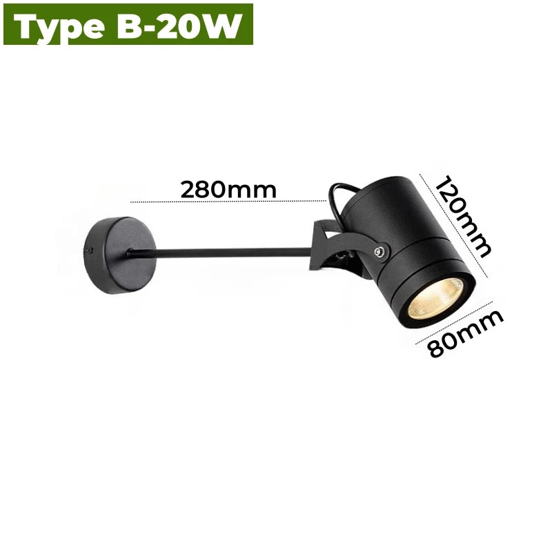 Outdoor Long Arm COB LED Wall Light 10W 15W 20W IP65 Waterproof Aluminum Baked Finish AC 85-265V Porch Entrance Signboard