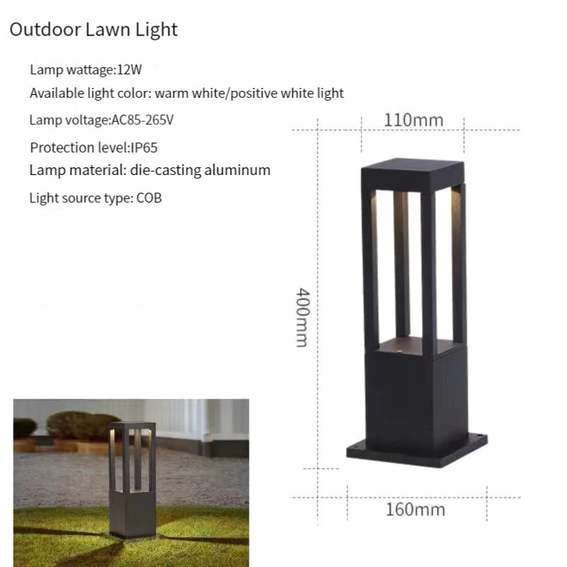 IP65 LED Garden Lawn Lamp 7W 10W 12W Die-Cast Aluminum AC 110-220V Warm Natural Cool White