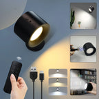 Magnetic Rechargeable LED Wall Sconce 1.8W 1200mAh USB 3-CCT Dual Head 360° Wireless