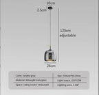 Modern LED Glass Pendant Light 12W 36W Gray Plated Full-Spectrum Touch Switch AC 90-260V