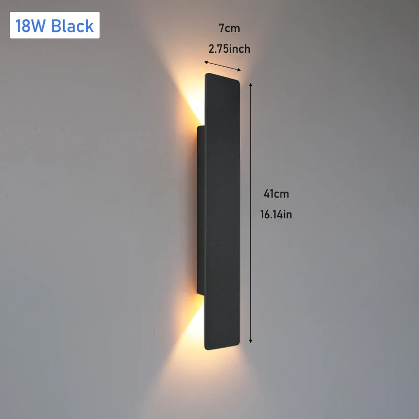 IP65 LED Outdoor Wall Lamp Up-Down 6W 18W 24W AC 85-265V White Black Aluminum Polycarbonate