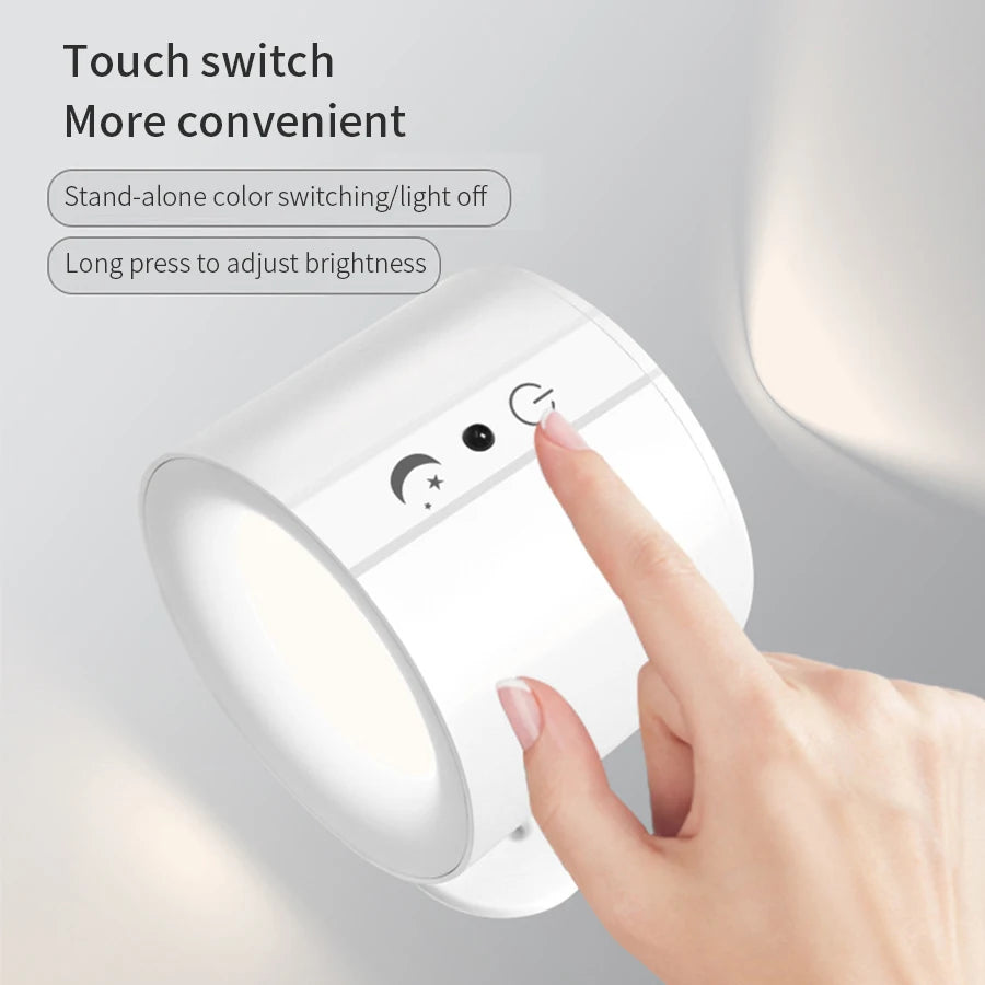 Magnetic Rechargeable LED Wall Sconce 1.8W 1200mAh USB 3-CCT Dual Head 360° Wireless
