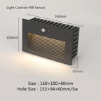 IP65 LED Outdoor Step Wall Light PIR Sensor or Switch Control Die Cast Aluminum Warm White Cool White AC 85-265V or DC 12-24V Black White