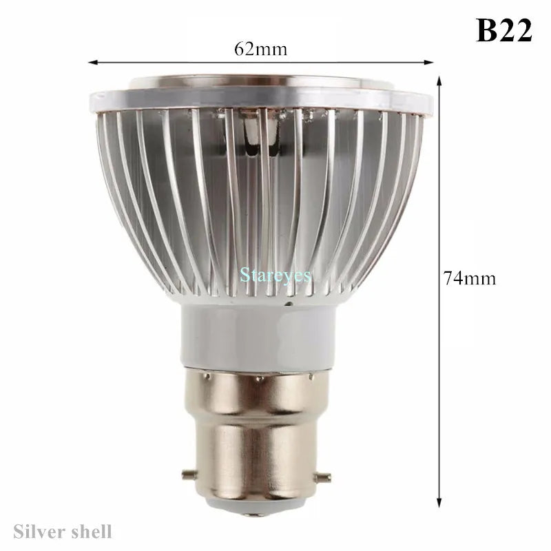 PAR20 COB LED Spotlight 3W 5W 7W E27 GU10 B22 E14 CRI 72+ 120° AC 85-265V Black Silver