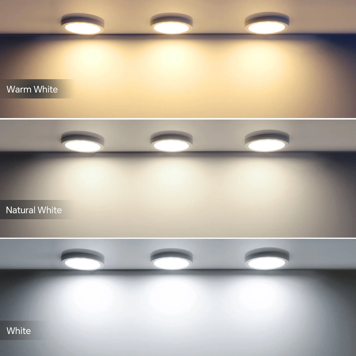 5W 12V Ultra-Thin LED Cabinet Puck Light Dimmable Touch Sensor Through-Wood AC 100-240V