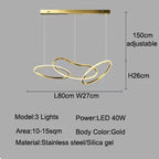 Modern LED Pendant Light 3-6 Heads 40-100W 3-CCT Dimmable RF Remote AC 90-260V Black Gold