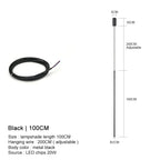 Modern Linear LED Chandelier Pendant Light 3 Head Black Brushed Aluminum Adjustable Wire Dining Room Kitchen Island