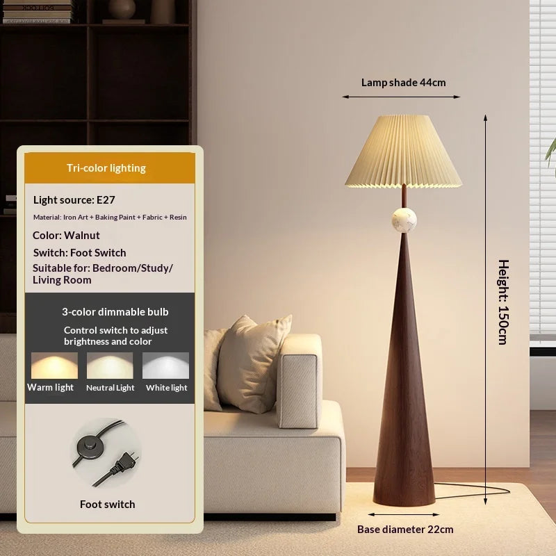 Zen Wabi Sabi Floor Lamp Japanese Chinese Iron Fabric Shade Dimmable AC 90-260V 16-20W