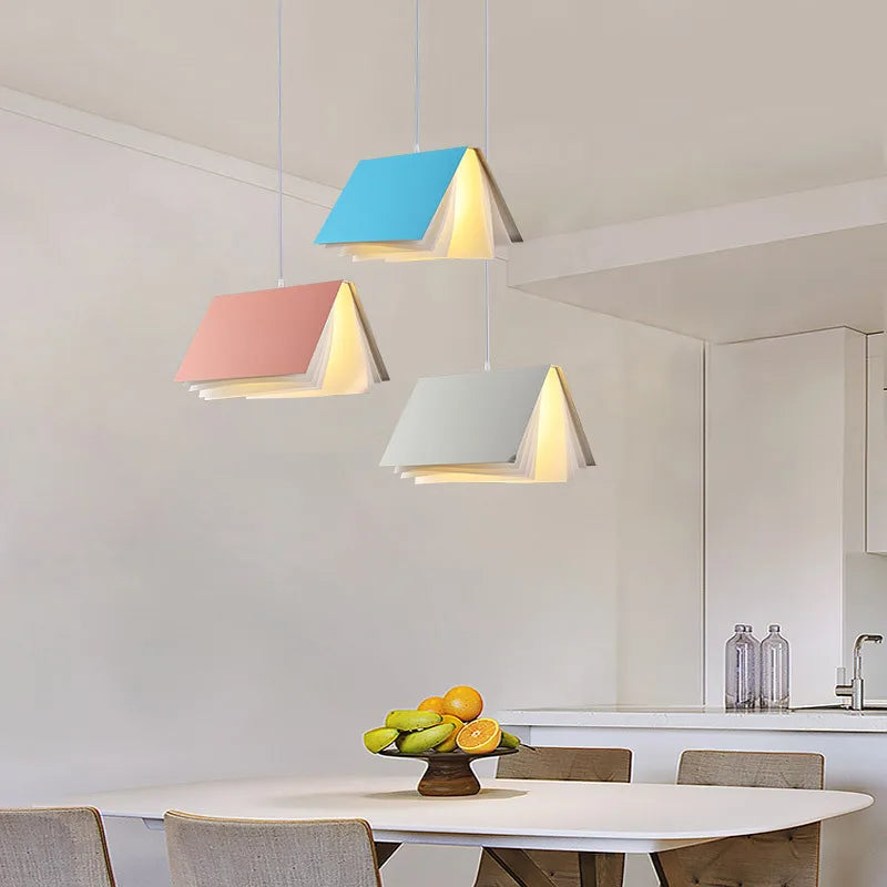 Modern Book Style LED Pendant Light E26 Single Head Iron PC Cord Pendant AC 110-240V Dining Room Kitchen Island Bedroom 5 Colors