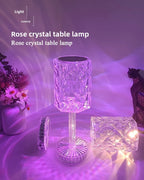 Crystal Rose LED Desk Lamp USB Rechargeable 5W Touch Switch 3 Color Temperatures ABS Acrylic Bedroom Bedside Night Light