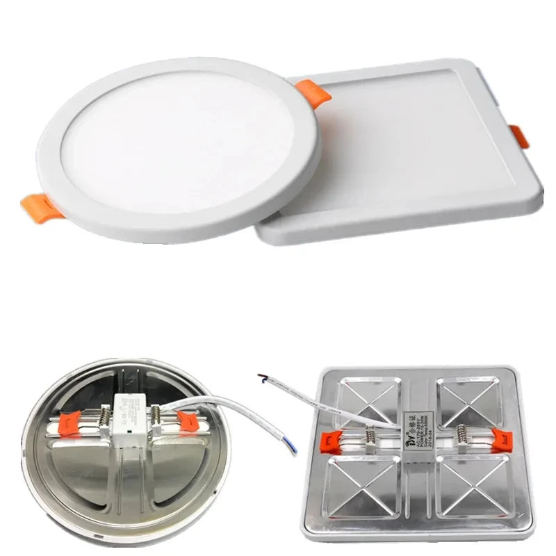 Ultra-Thin Dimmable LED Panel Downlight 6W 8W 15W 20W Round Square 80-100lm/W AC 86-265V