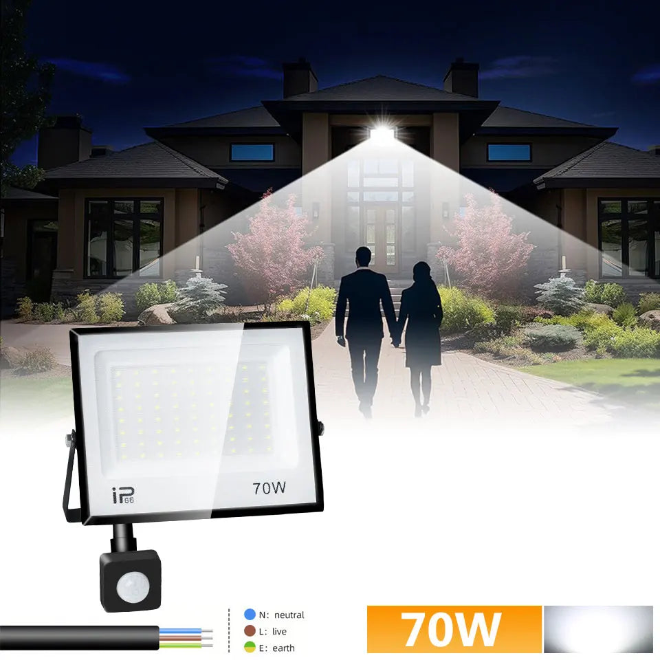 IP66 PIR Motion Sensor LED Flood Light 20W 30W 50W 70W 100W 150W 200W 300W Die Cast Aluminum 120 Degree AC 100-130V or 175-265V Garden