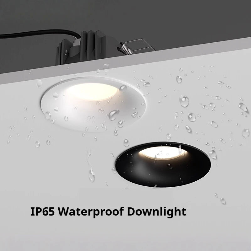 IP65 Waterproof COB LED Recessed Downlight 7W 9W 12W 15W 18W 21W 24W 30W 36W Die Cast Aluminum CRI 85 24 Degree AC 85-265V Driver Included