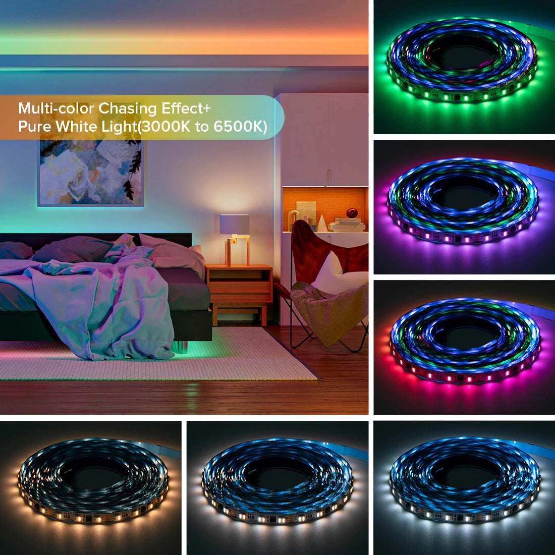 WS2805 RGBCCT Addressable Pixel LED Strip 5-in-1 SMD5050 60/84 LED/m DC12V 24V 1m 3m 5m