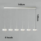 Modern Multi-Head Glass Pendant Light 1 3 4 Heads 5-60W Ironware Dimmable AC 90-265V