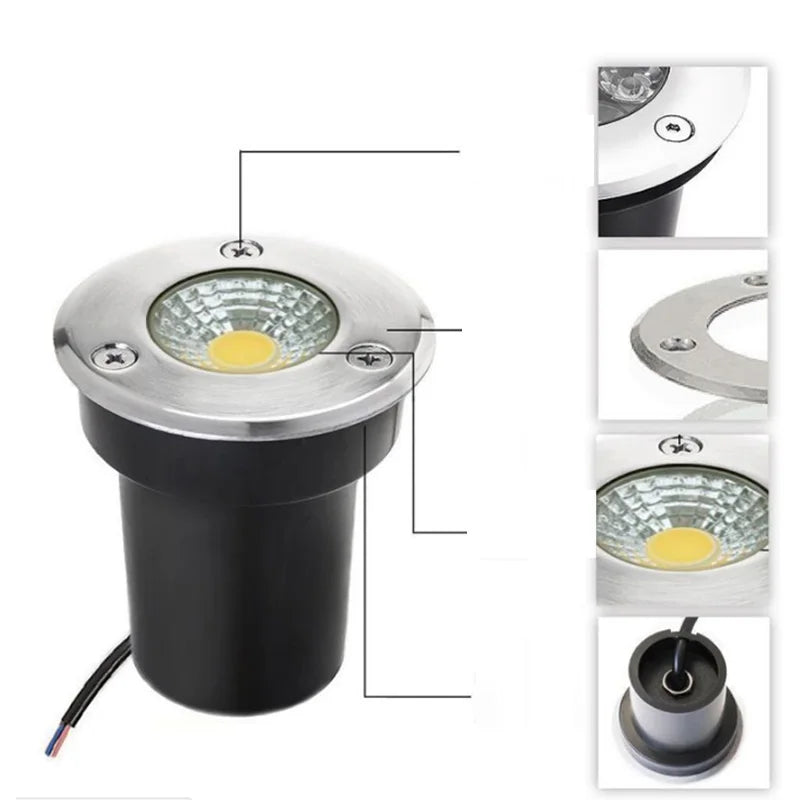 IP68 COB LED Underground Light 3W 5W 10W 15W 120° 100lm/W AC 85-265V DC 12V Garden Path